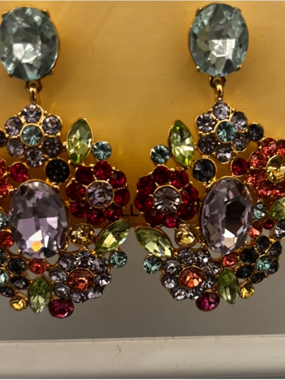Multicolor Crystal Flower Drop Earrings - Women Jewelry